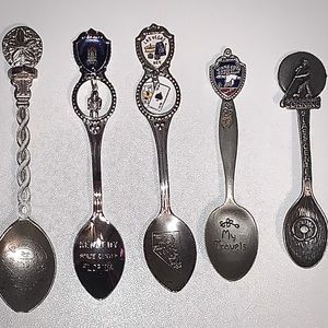five pack lot of souvenir spoons